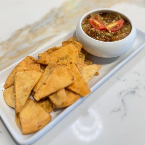 Baba Ghanoush with Pita Chips.