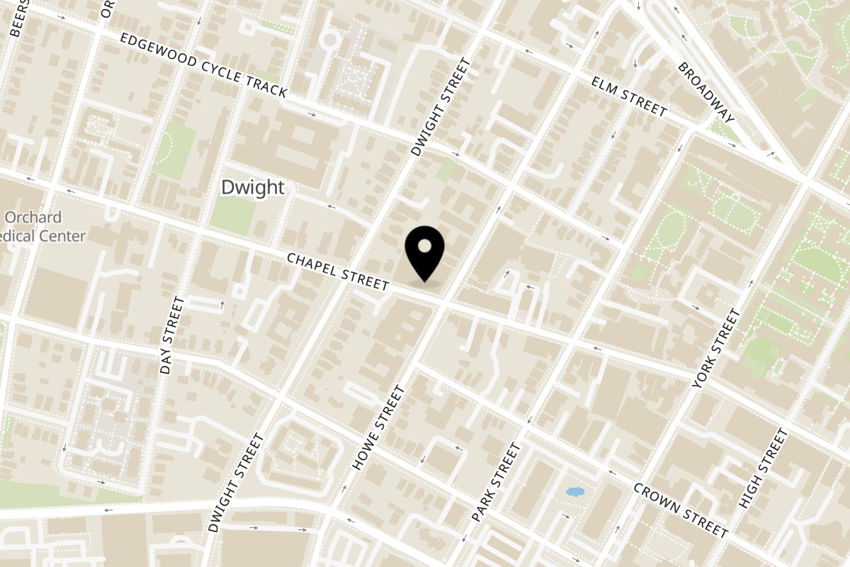 Map showing the location of Pistachio Cafe 1245 Chapel St on 1245 Chapel St in New Haven
